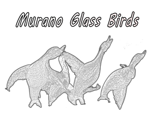 Murano glass birds coloring page