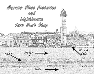 Murano glass factories and light house
                          coloring page
