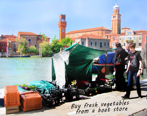 Murano boat vegetable store